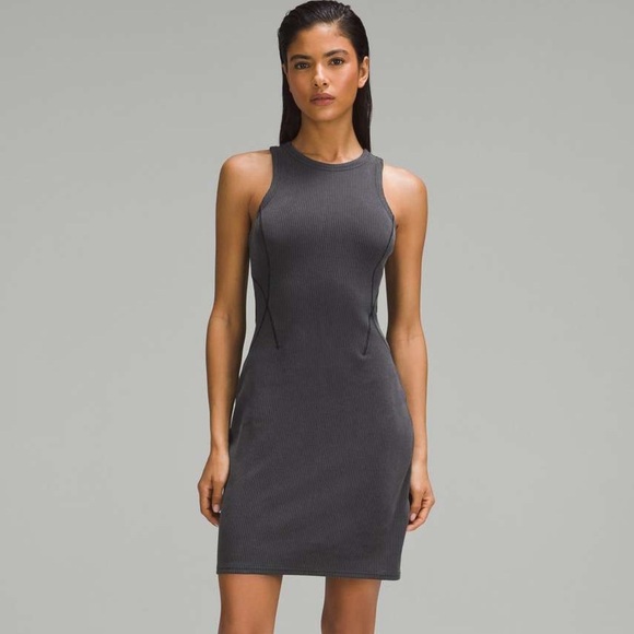 lululemon athletica Dresses & Skirts - Lululemon Ribbed Softstreme Slim-Fit Tank Dress in black - size 0